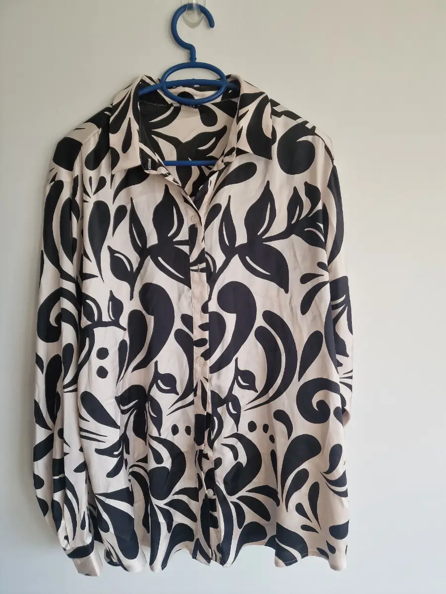 Et Vous Matalan Monochrome Satin Abstract Print Shirt UK 14