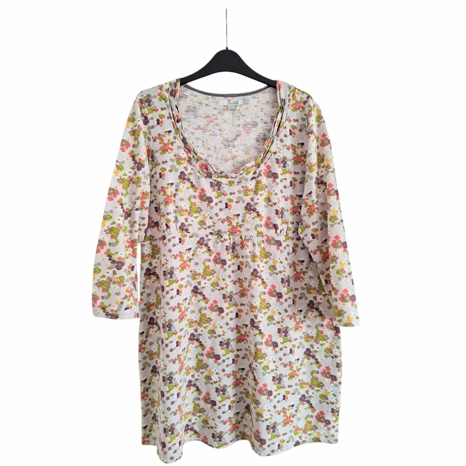 Women's Size UK 18 Grey / Multicoloured Floral Print Cotton Tunic Dress by Boden