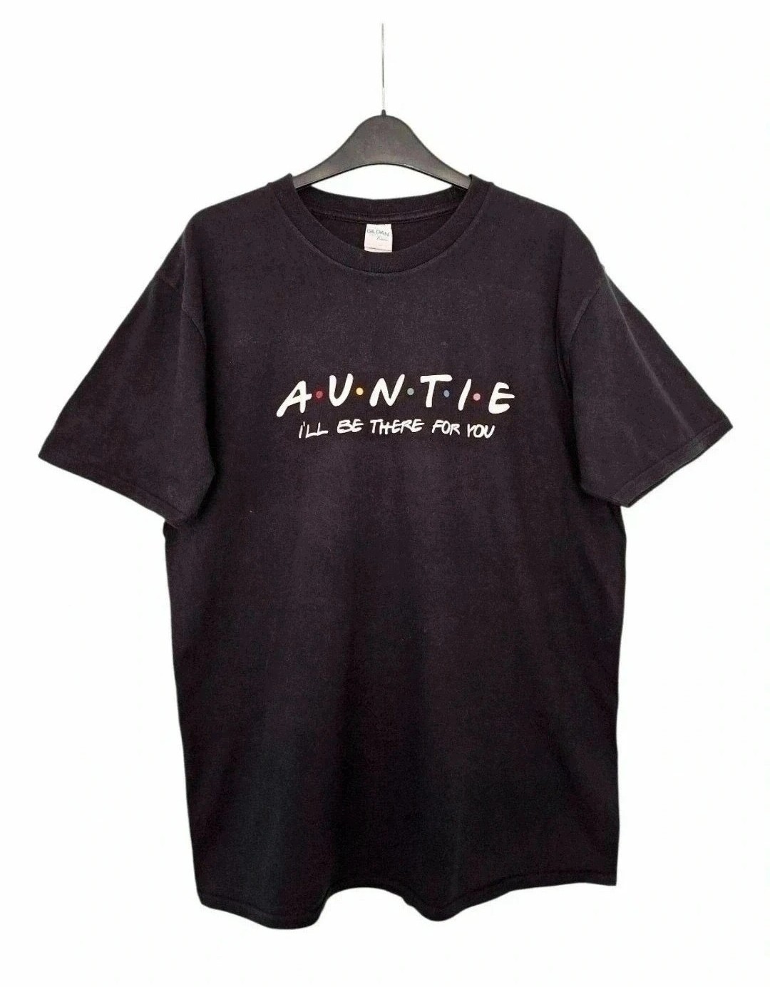 Women's Size UK Large Black & White Cotton Friends T-Shirt by Ring Spun - Auntie