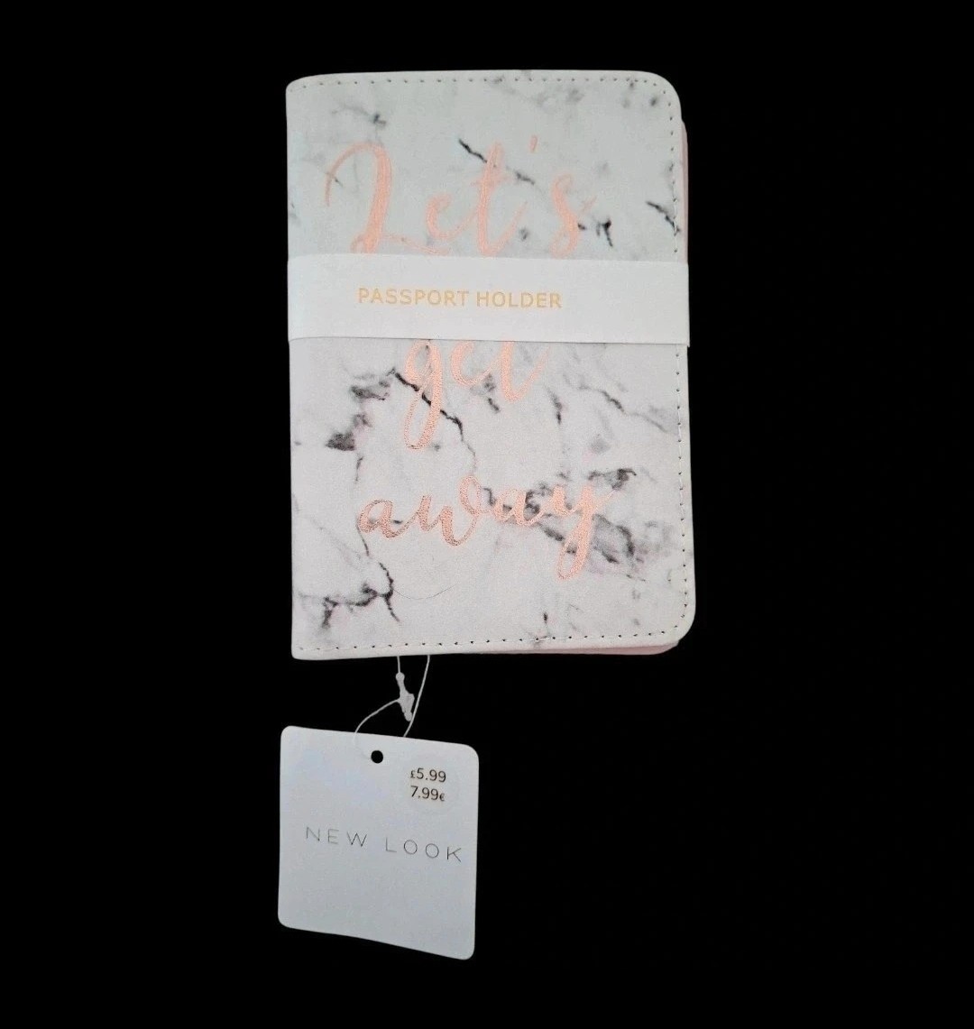 Brand New White, Black & Rose Gold "Let's Get Away" Passport Holder by New Look