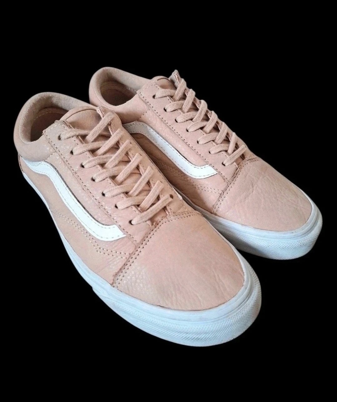Women's Size UK 5 Low Top Peach & White Summer Old Skool Vans Trainers