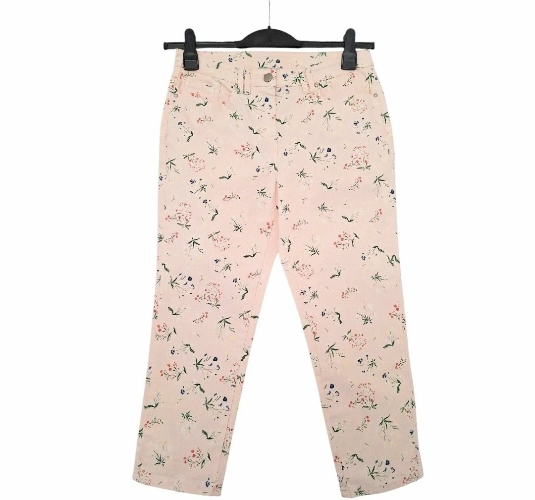 Women's Size UK 10 Pink Floral Capris 3/4 Length Red Herring Summer Jeans Shorts