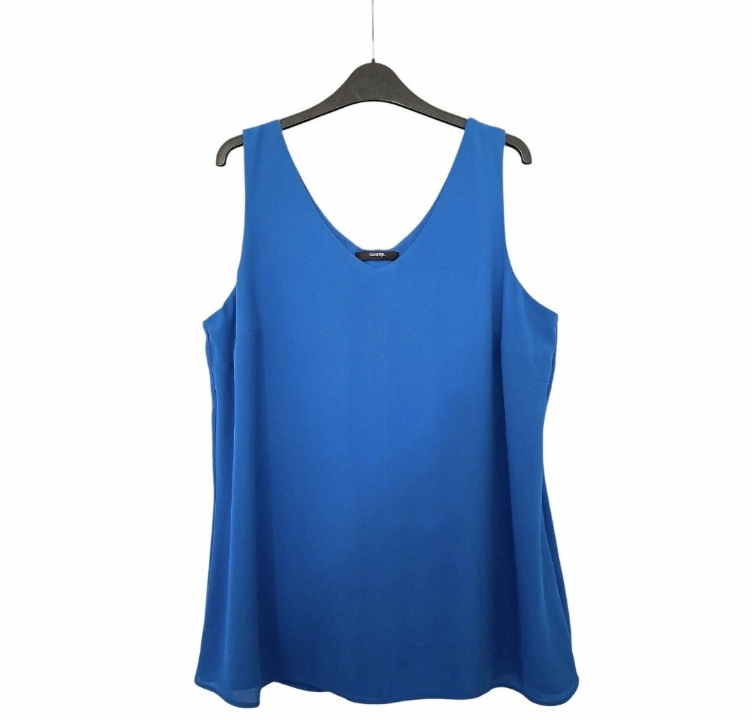 Women's Size UK 16 Blue Polyester V Neck Sleeveless T-Shirt Vest Top by George