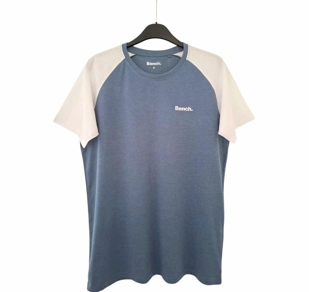 Men's Size UK XL Blue & White Cotton Summer Crew Neck T-Shirt / Top by Bench