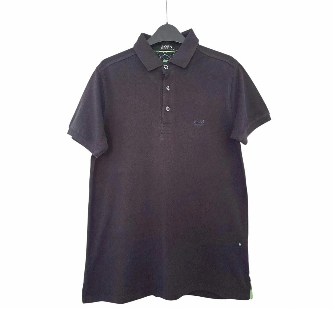 Men's Size UK Medium Black Cotton Polo Shirt by Hugo Boss