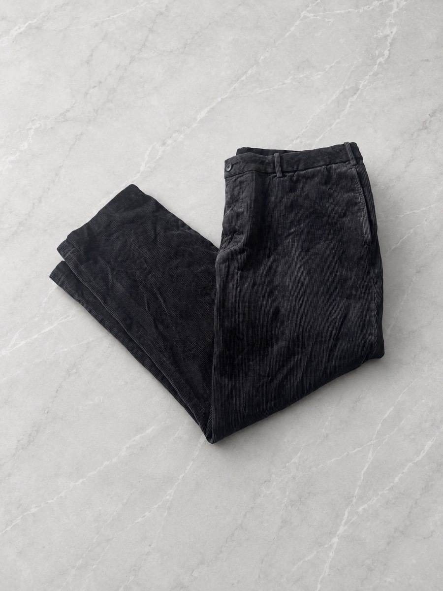 Uniqlo Black Wide Leg Corduroy Trousers XL | Relaxed Fit | Drawstring Waist