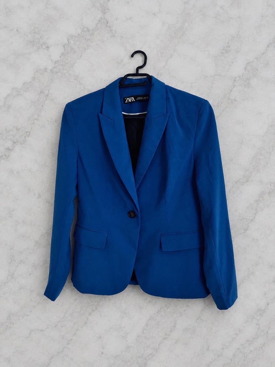 ZARA Women’s Cobalt Blue Tailored Blazer Jacket Size UK 12 / EUR 40 Smart