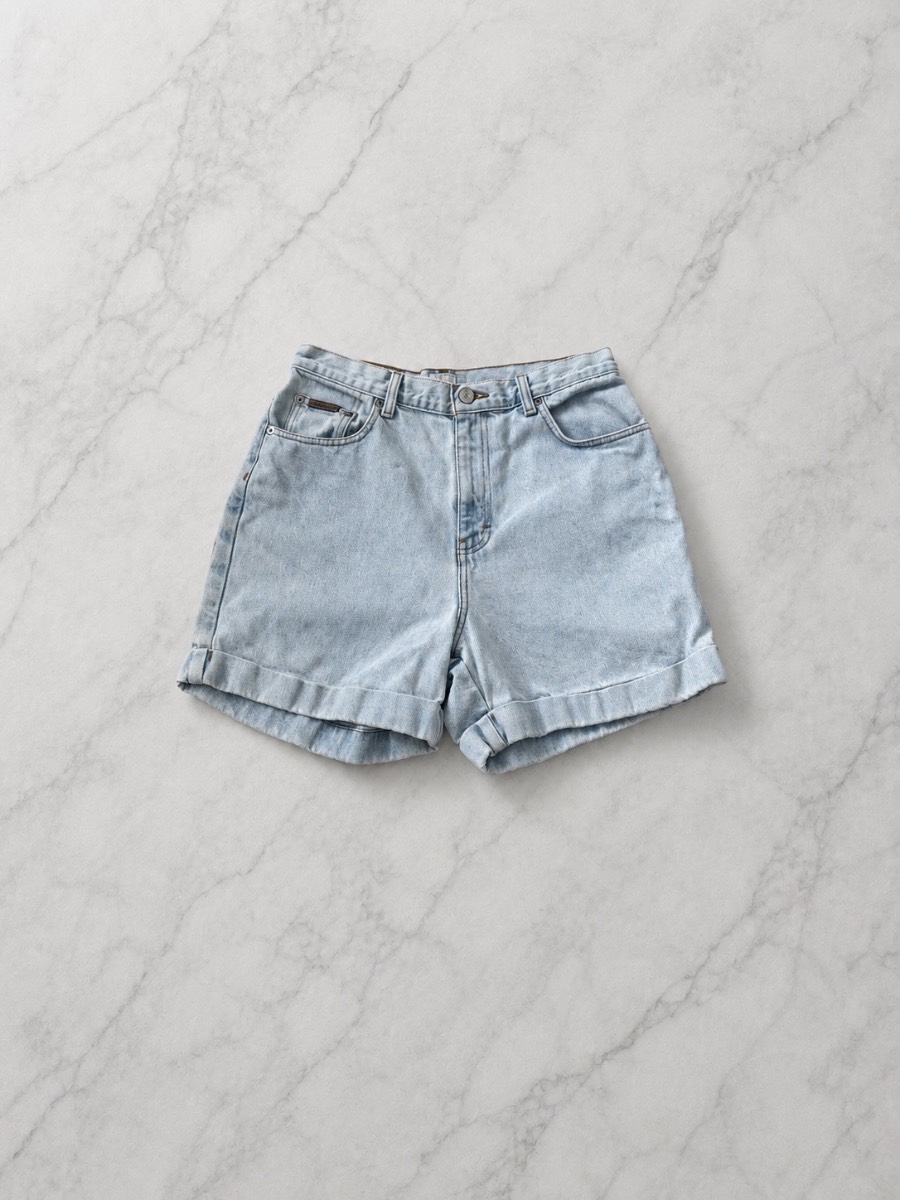 Vintage Calvin Klein High Waist Denim Shorts UK 10 Light Wash 100% Cotton Y2K