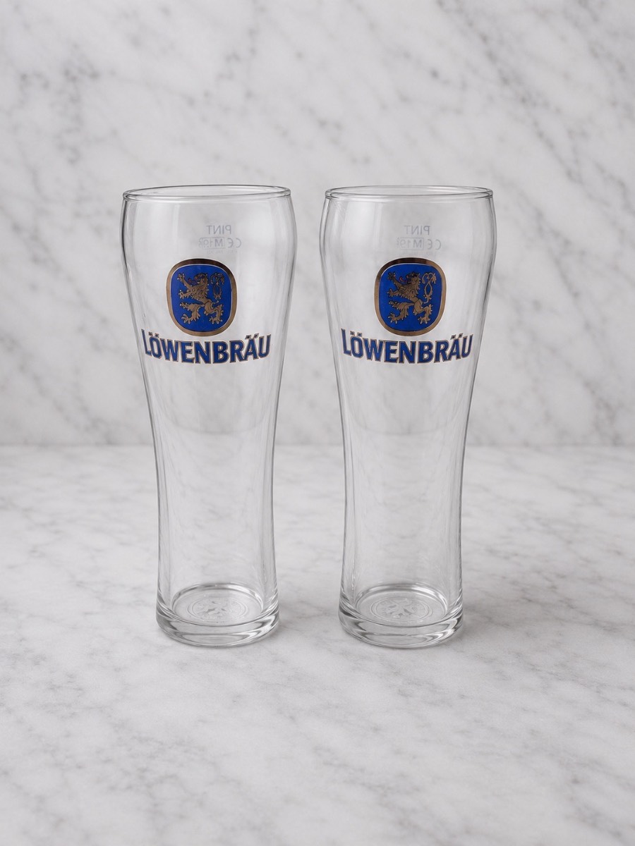 Löwenbräu Official Pint Glasses – Set of 2 – Brand New Beer Glasses