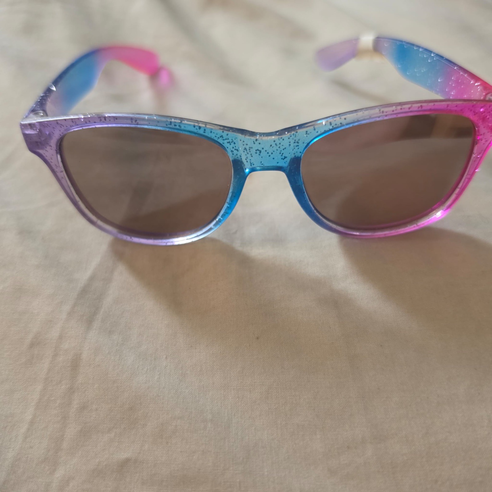 Kids Pink Blue Purple Glitter Ombré Sunglasses Dark Lenses