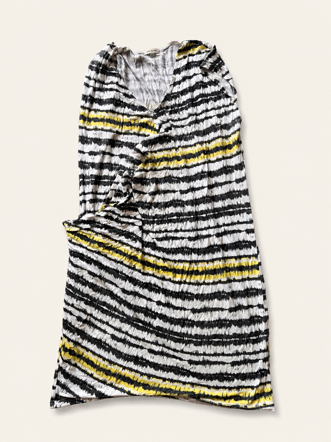 River Island Black White Yellow Stripe Wrap Effect Sleeveless Dress