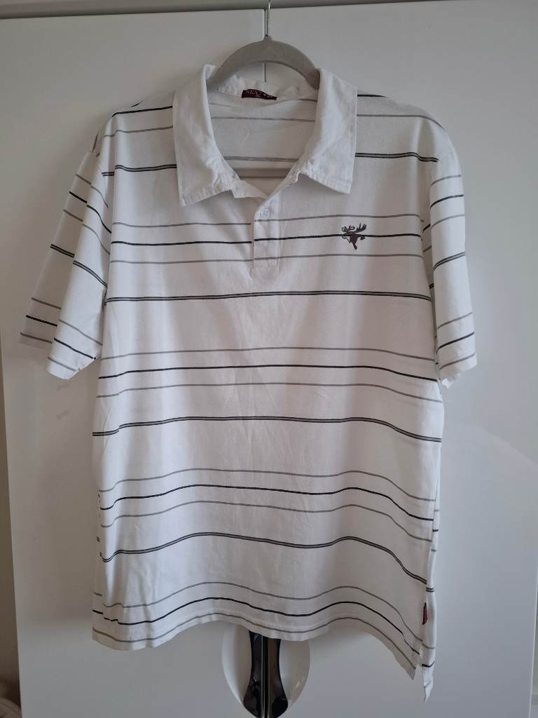 Next XL white/grey stripe polo shirt