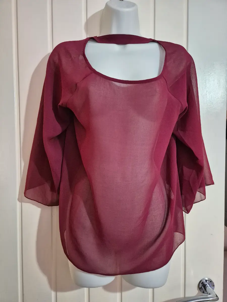 Womens 3/4 length sleeve see through top size 12