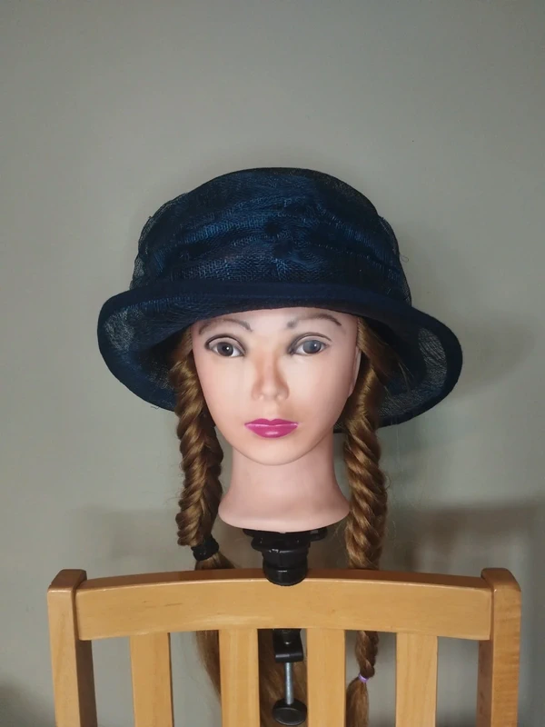 Bronté Amsterdam Navy Blue Ruched Occasion Mother of the Bride Wedding Hat, Races, Garden Party
