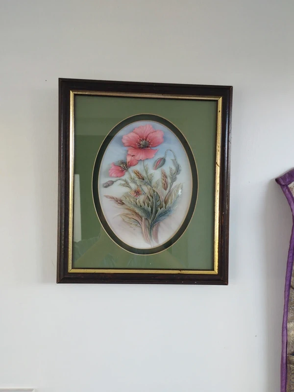 Vintage Rob Pohl 3D Decoupage Framed Floral Wall Art Poppies shabby Chic Cottagecore Grandmacore