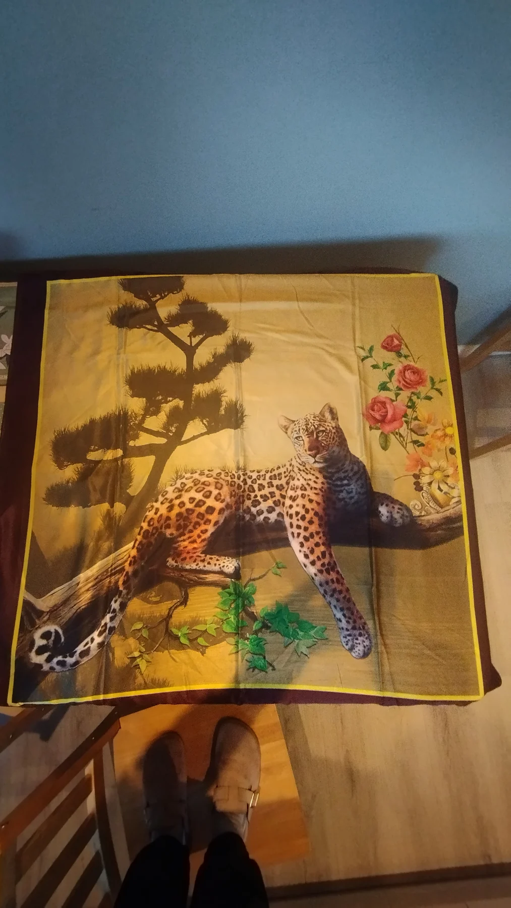 Destello Lounging Leopard Panthera Pardus large scarf vintage vibes beach coverup sarong