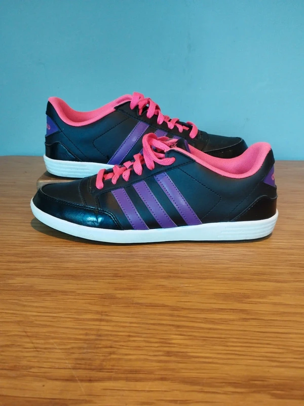 Adidas NEO Black purple pink leather UK 6 Womens