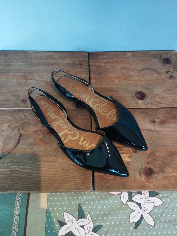 Sam Edelman Patent Leather Slingback Flat Shoes UK 6 - Summer Smart Casual Sandal Pumps