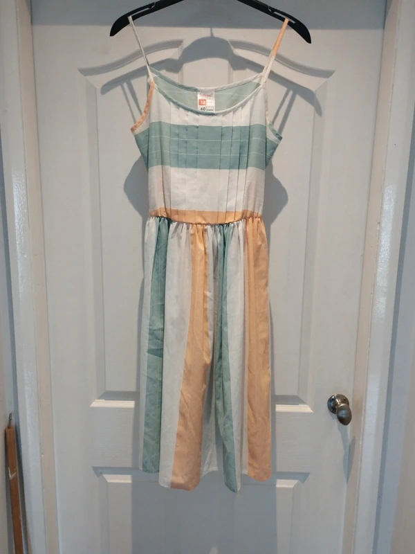 Vintage 80s St Michael Striped Sundress Size 12 / 40 summer beach holiday garden party