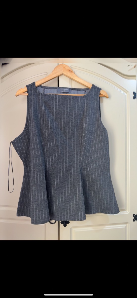 Primark grey pinstripe peplum top size 2XL