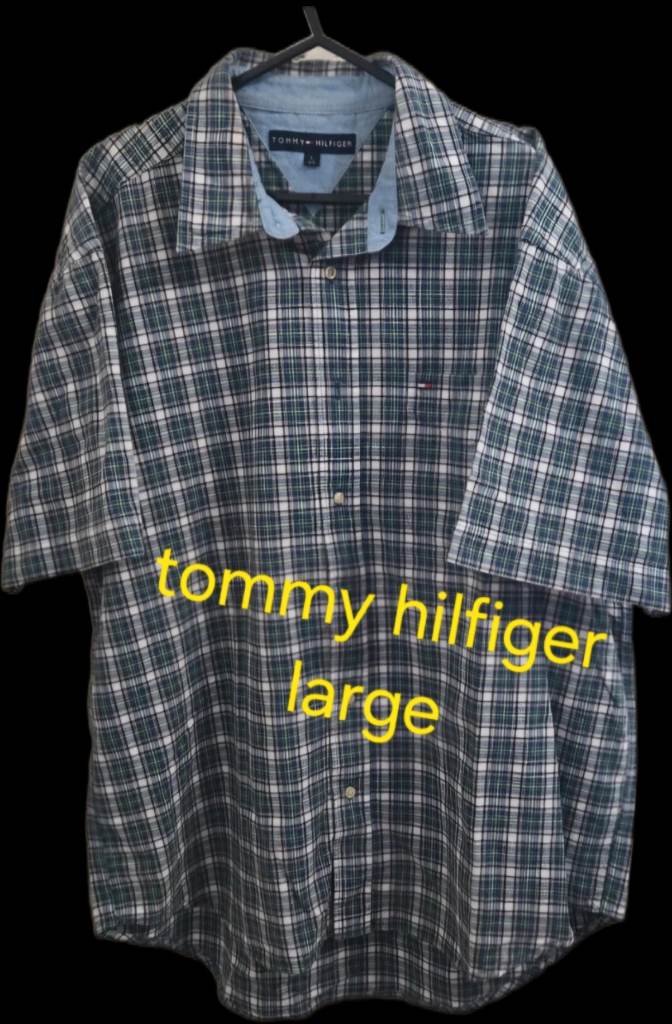 Tommy Hilfiger vintage blue & green picnic basket long sleeve shirt Size large 6/6