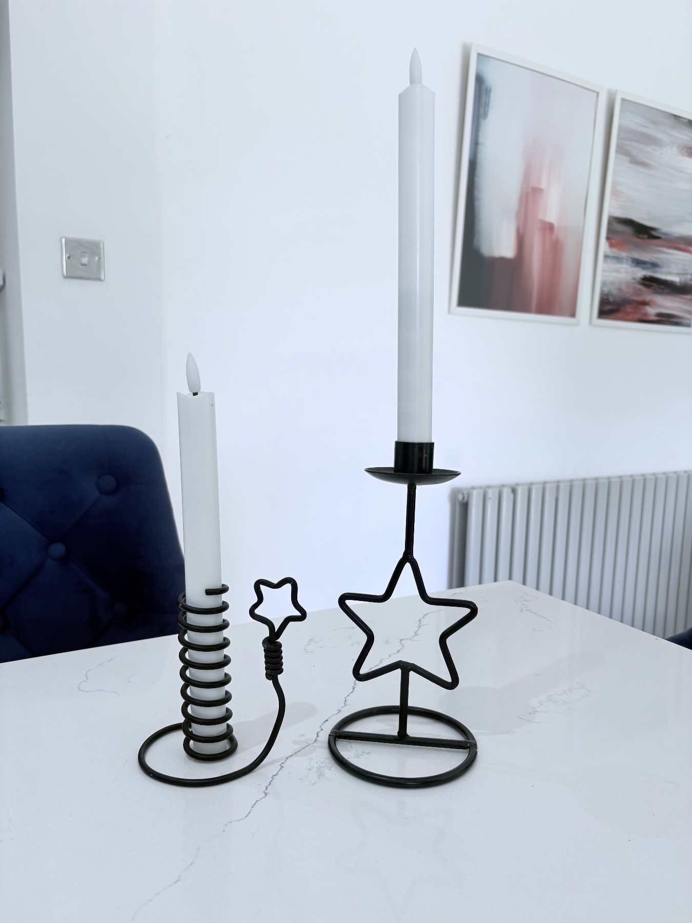 Pair of metal iron celestial candle vintage holders
