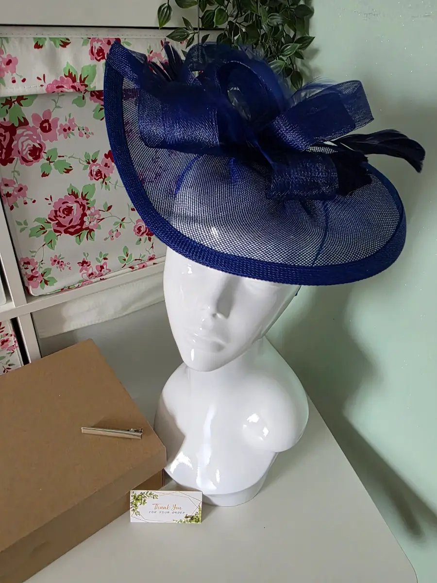 💙 Stunning Navy Blue Fascinator – Elegant Wedding, Ascot & Race Day Headpiece 💙