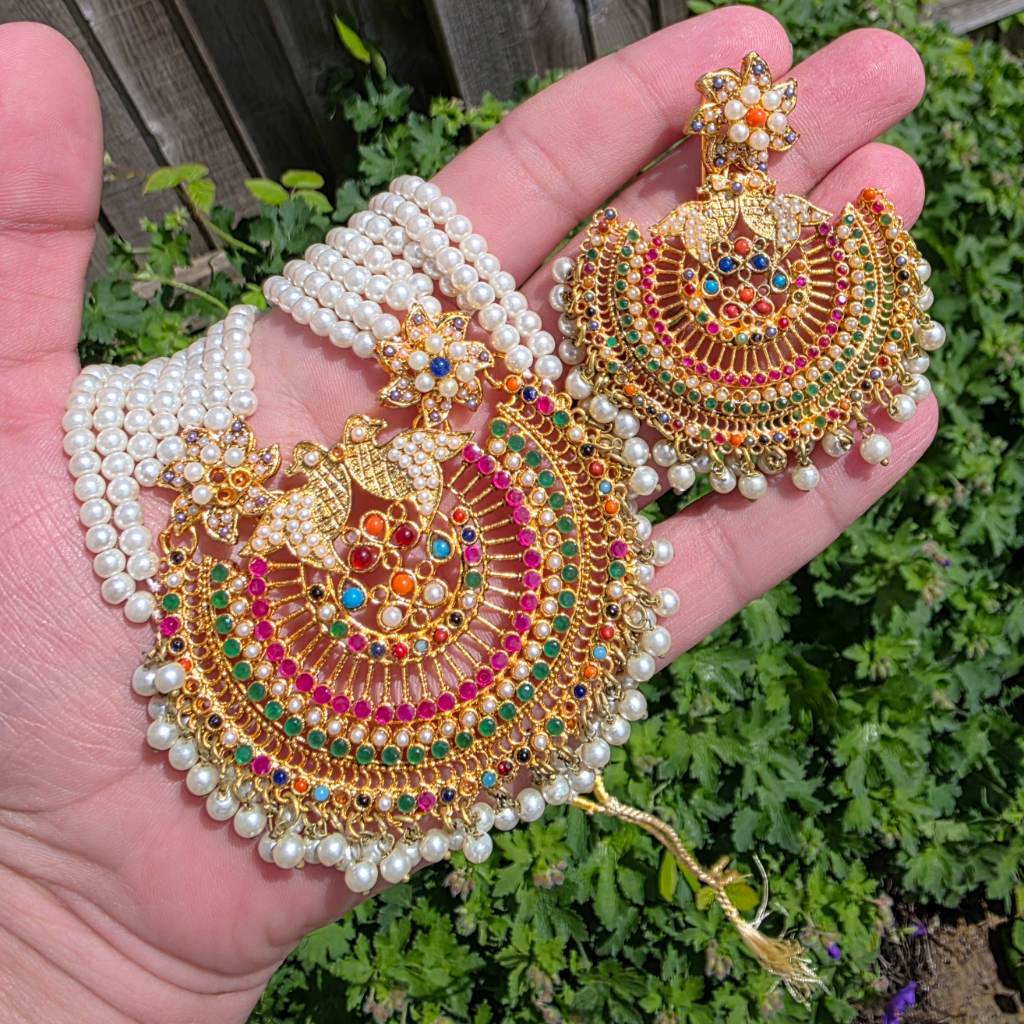Nauratan maala necklace set - Indian / Pakistani / Asian Jewellery