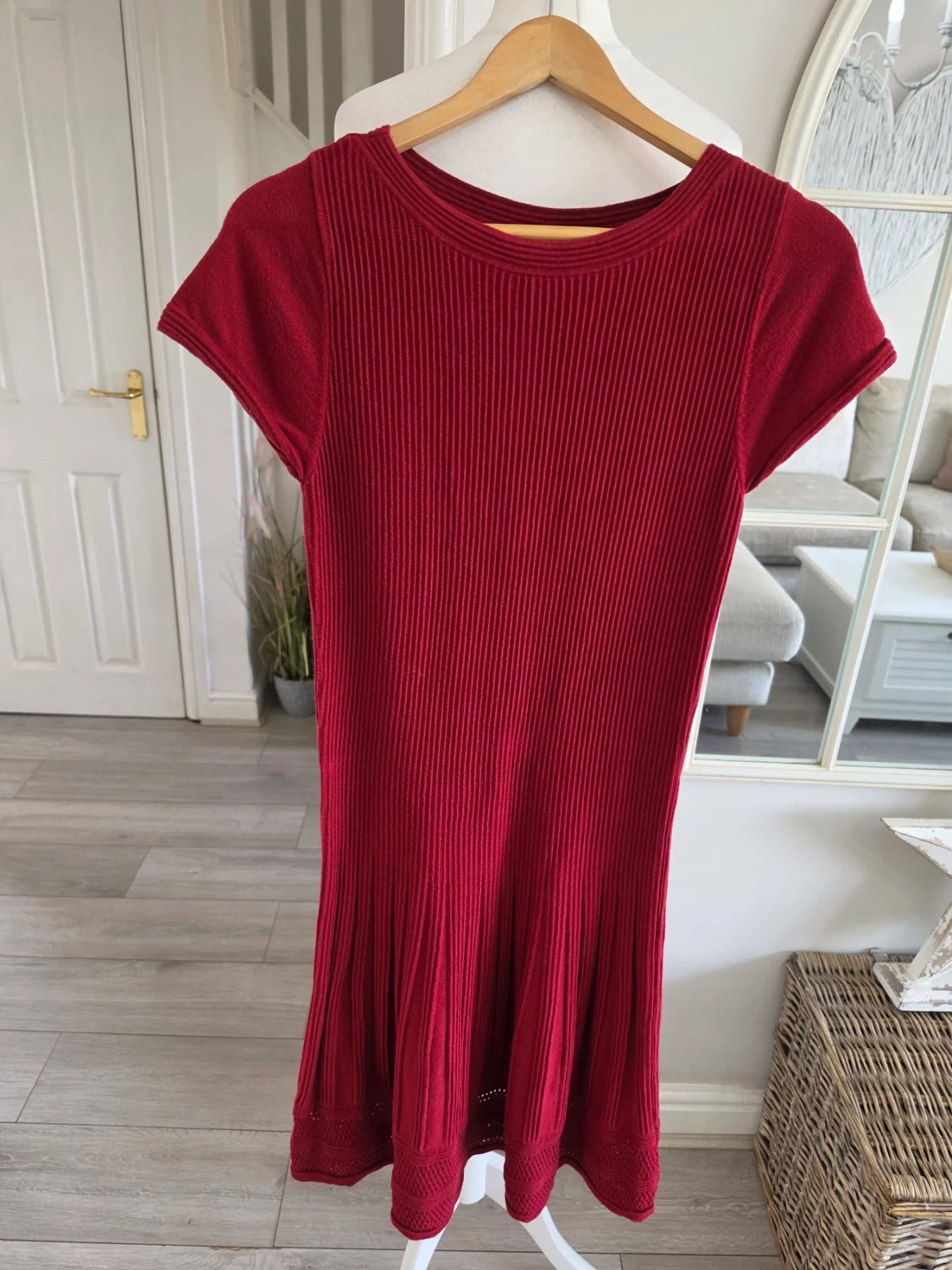 Max Studio Vintage Y2K Burgundy Red Knitted Cotton Rayon Dress Uk M 10 12