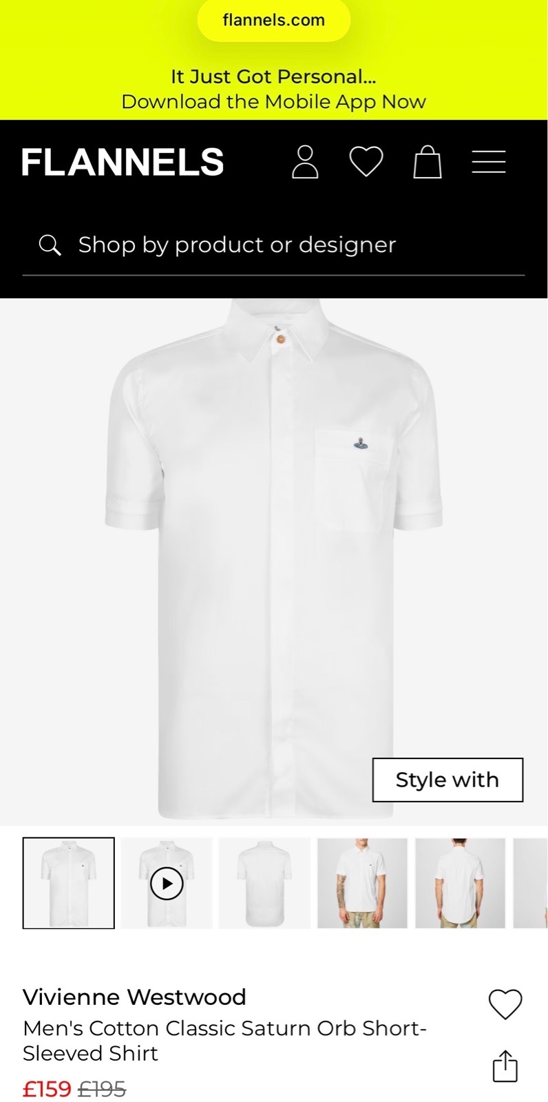 Men's Vivienne Westwood Cotton Classic Saturn Orb ShortSleeved Shirt