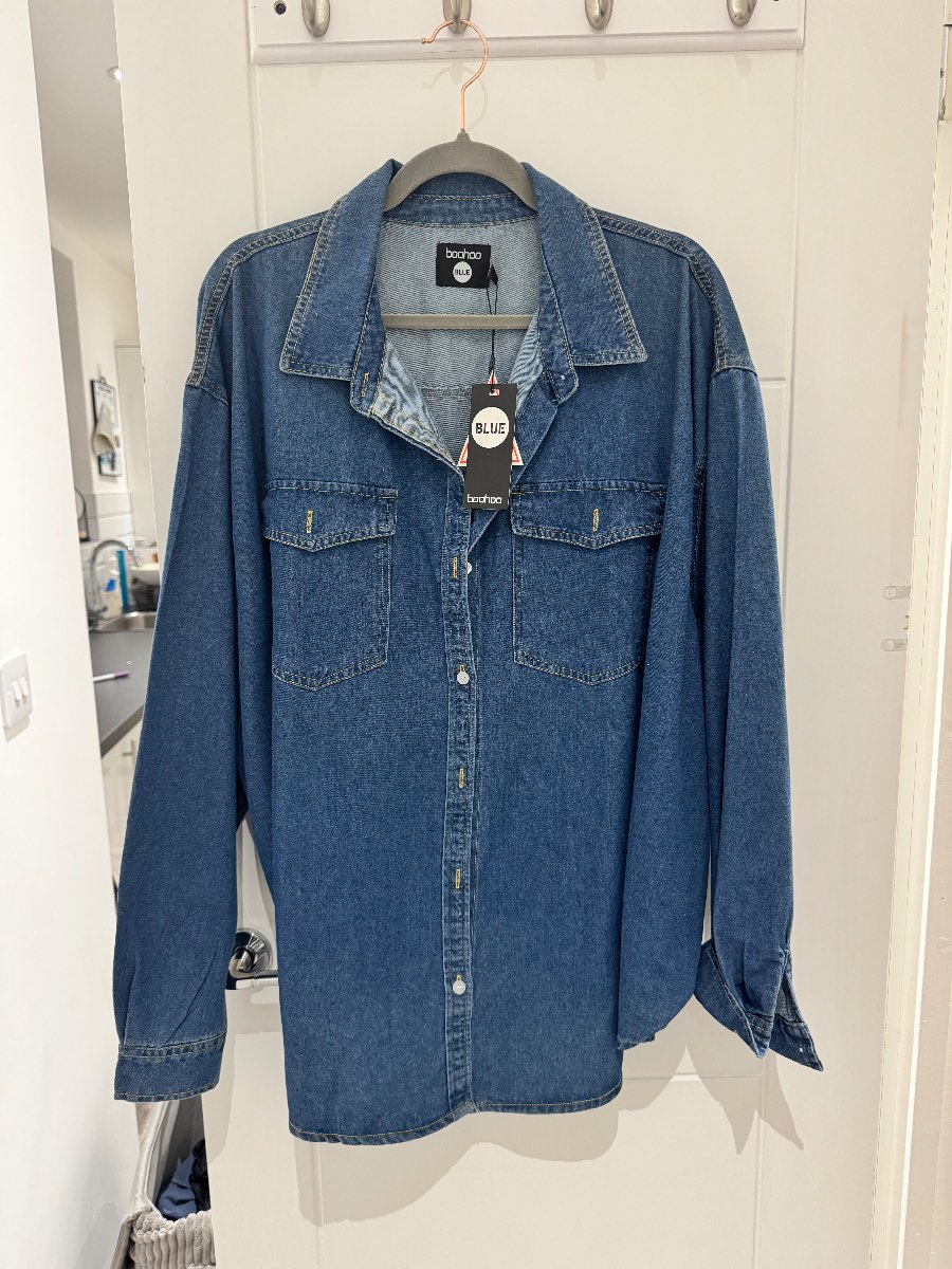 Boohoo Blue Oversized Denim Shirt – Size 20 – BNWT