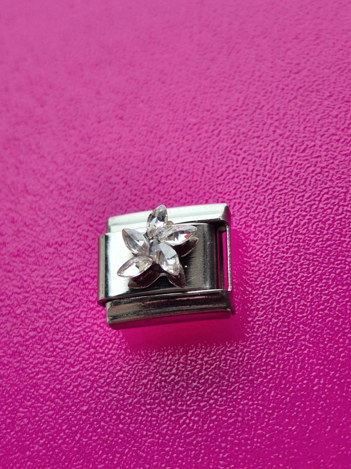 Composable charm link lily flower clear jewel gem silver compatible nomination brand braclets