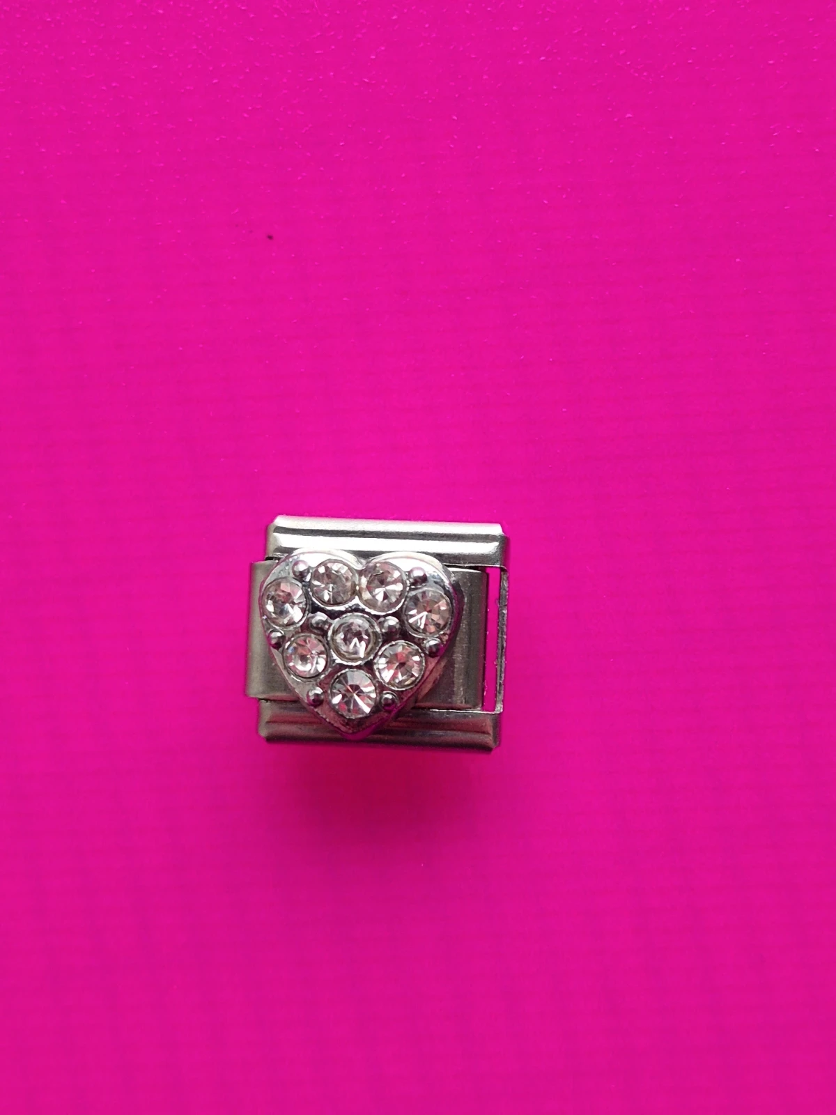 composable bracelet charm link love heart silver clear crystal jewel gem diamante