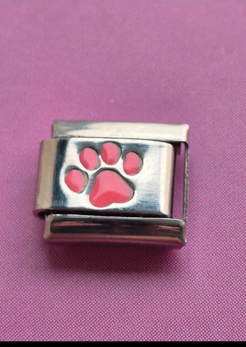 Dog or cat pink paw print charm link for nomination bracelet