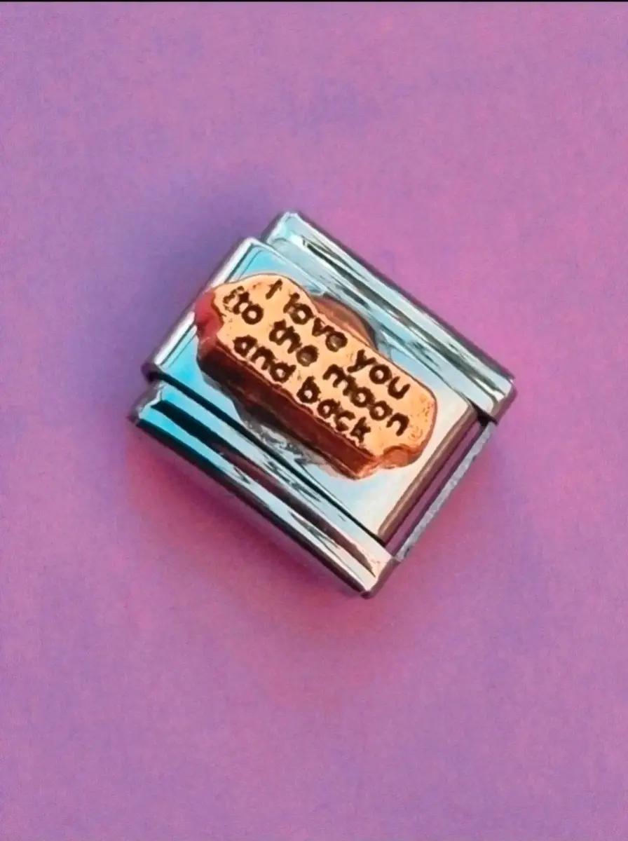 I love you to the moon charm link for nominatiin bracelet silver gold