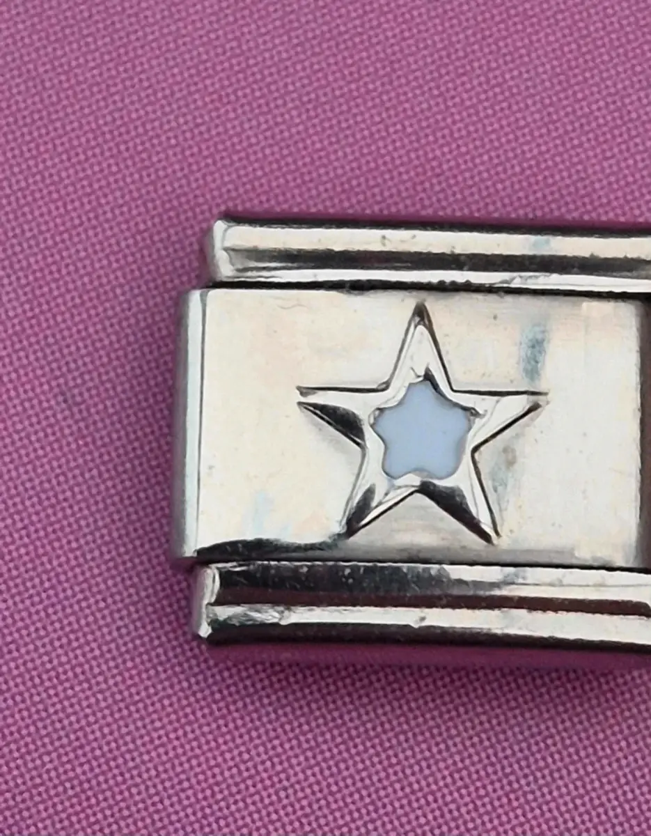 White star charm link for a nominion bracelet silver
