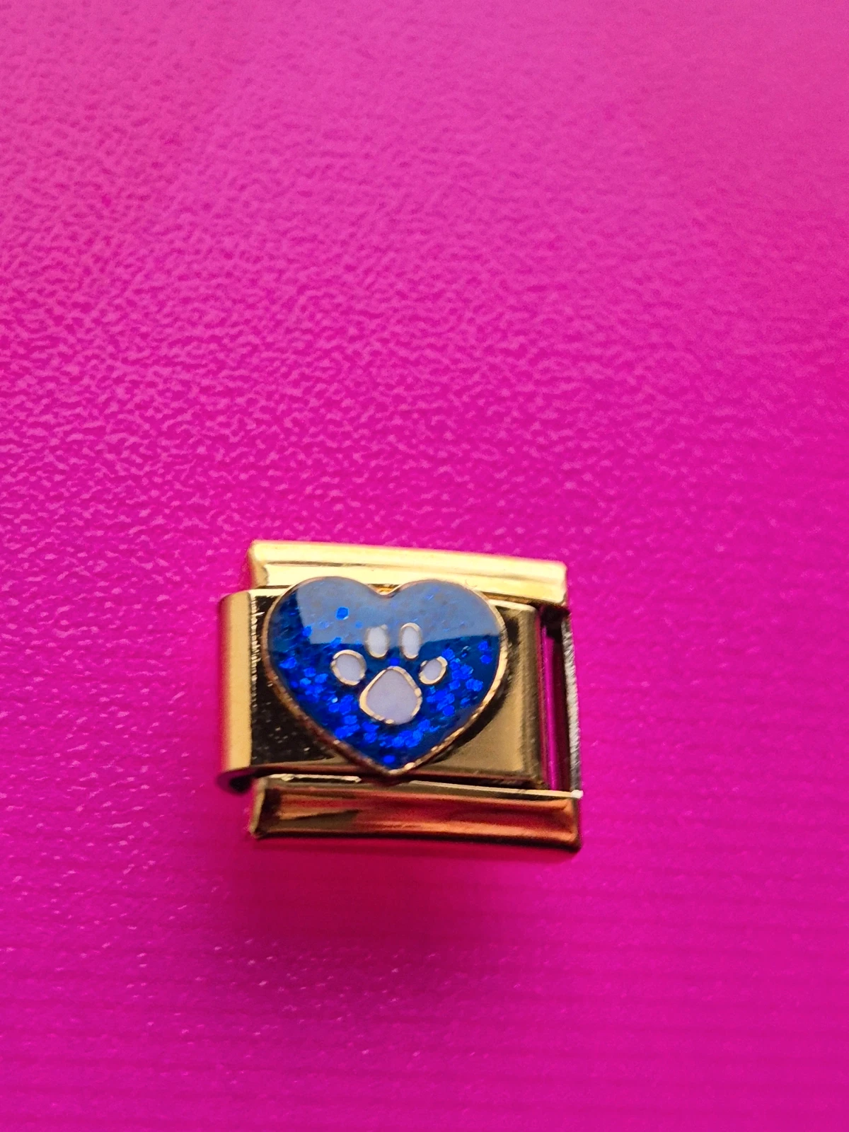 composable bracelet charm link dog or cat paw print blue gold love heart fits nomination