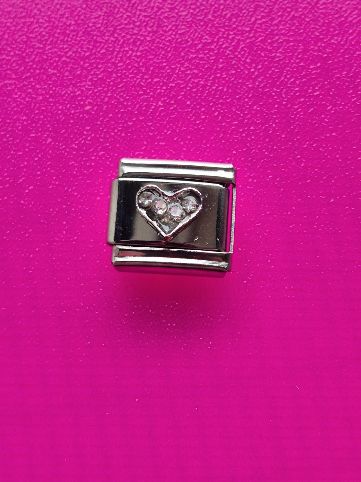 composable bracelet charm link silver dainty love heart clear jewel gem diamante fits nomination