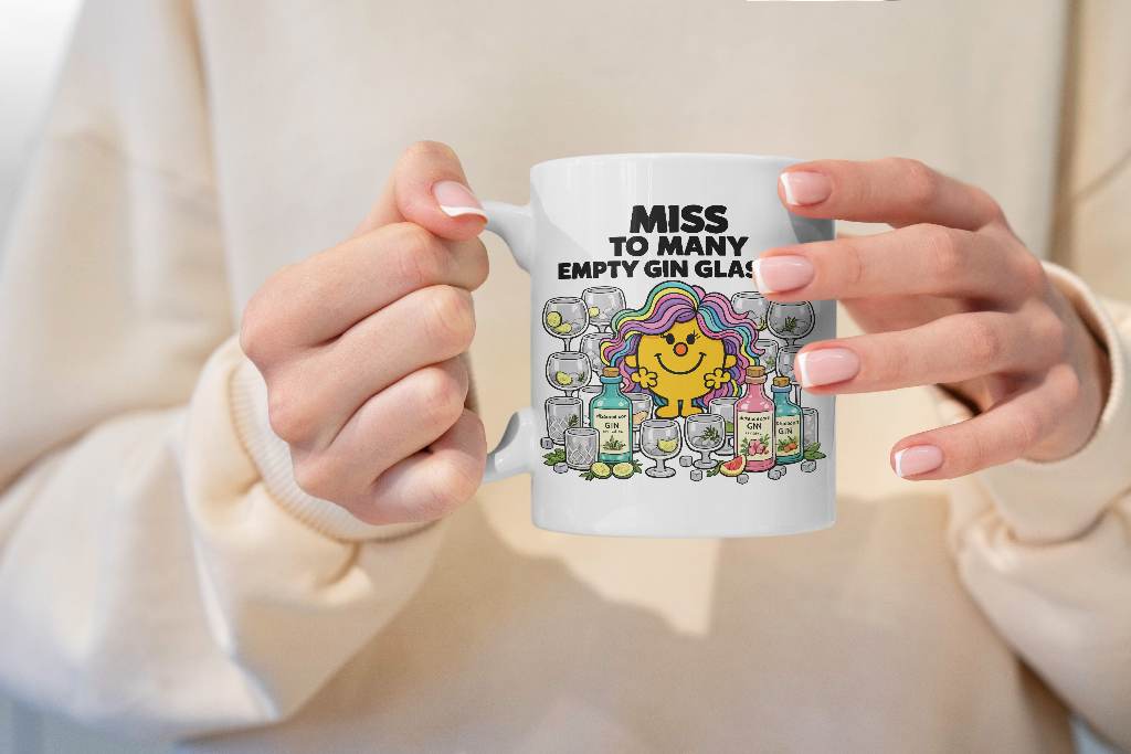 Miss Too Many Empty Gin Glasses Mug | Funny Gin Lover Gift | Humorous Coffee Cup | Birthday Present