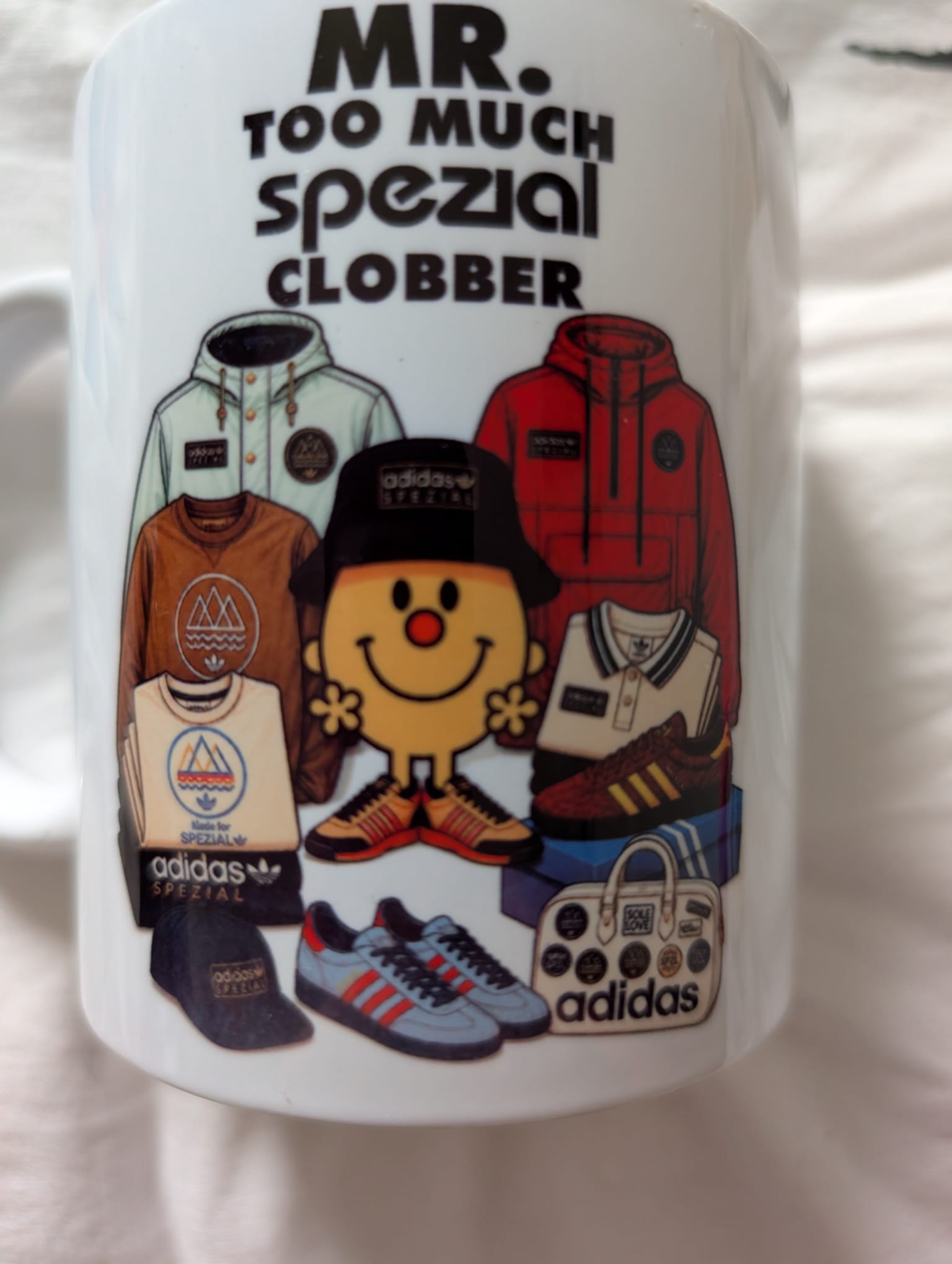 Mr Too Much Spezial Clobber Handmade 11oz Ceramic Mug Casuals Gift Trainer Collector