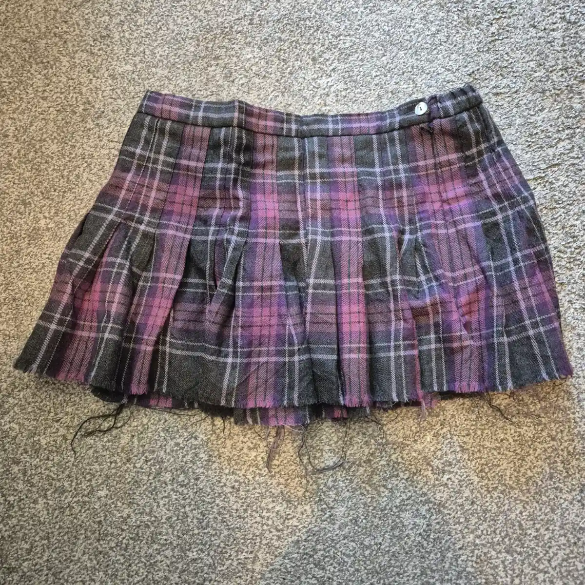 Cotswold Collection Purple Tartan Wool Pleated Mini Skirt UK 18