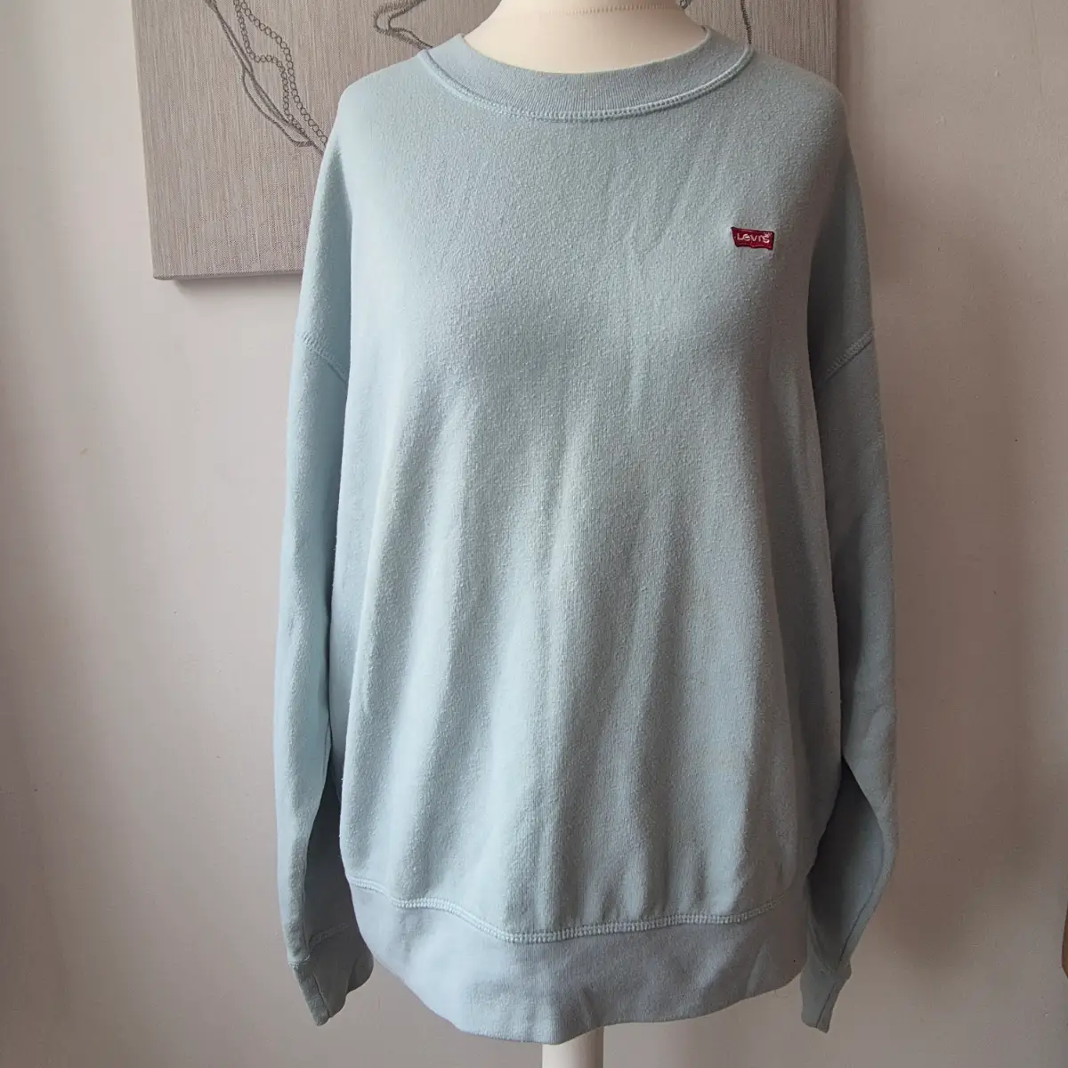 Levi's Light Blue Crew Neck Sweatshirt Logo Jumper Size M Oversized