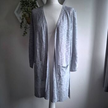 BNWT Jones New York Grey Longline Open Cardigan Size M Lightweight Knit