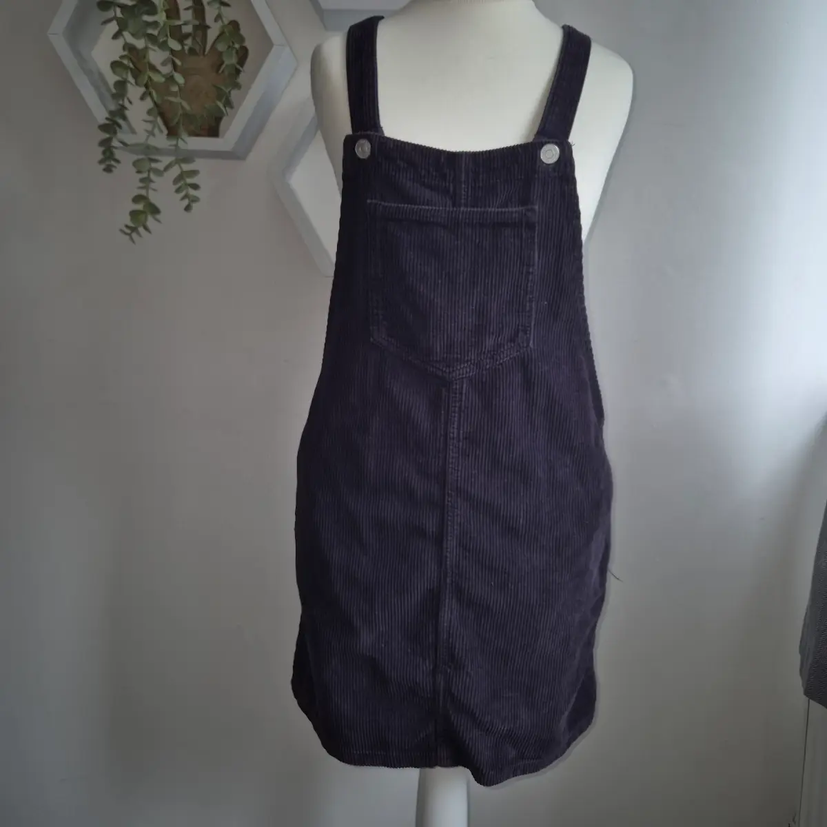 Topshop Moto Navy Corduroy Pinafore Dungaree Dress UK 6