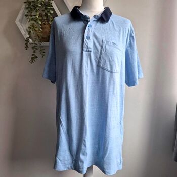 Livergy Men's Blue Polo Shirt XL 100% Cotton Short Sleeve Casual Top