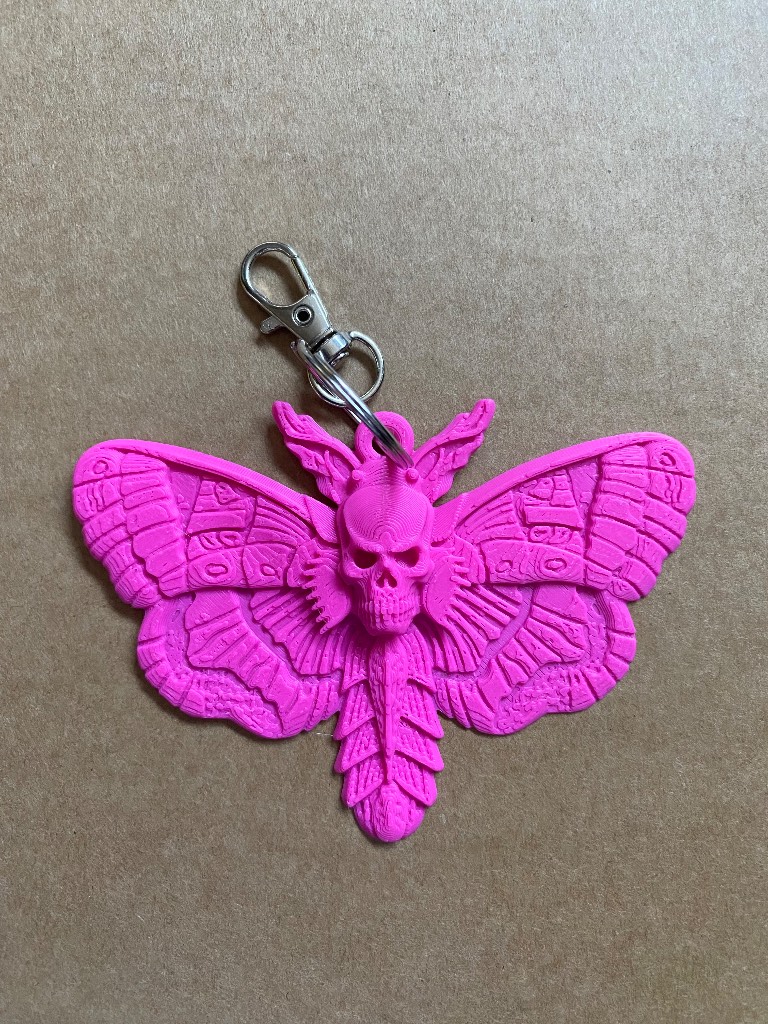 Pink Moth Gothic Keychain