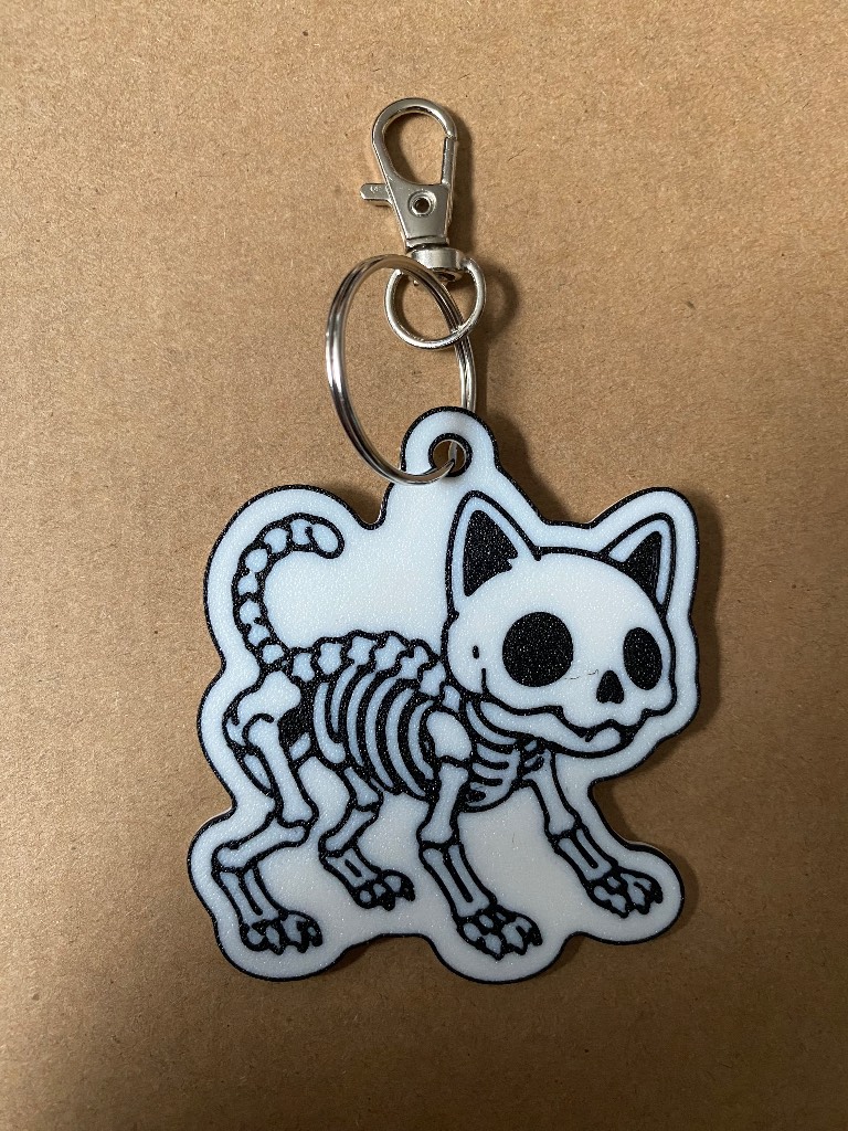Skeleton Cat Keyring