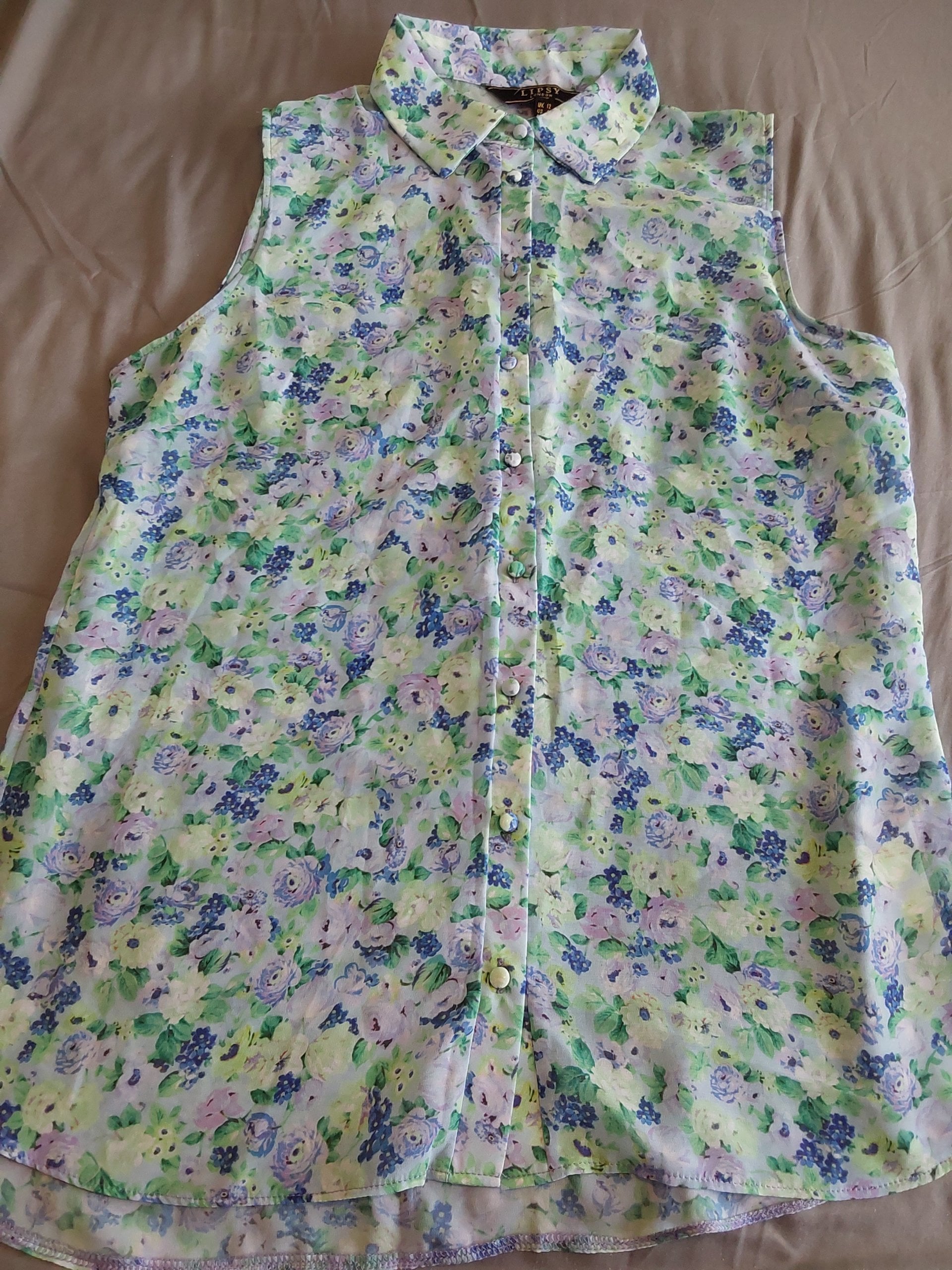 Lipsy Women's Multi Floral Sleeveless Shirt UK 12 Blouse Ladies
