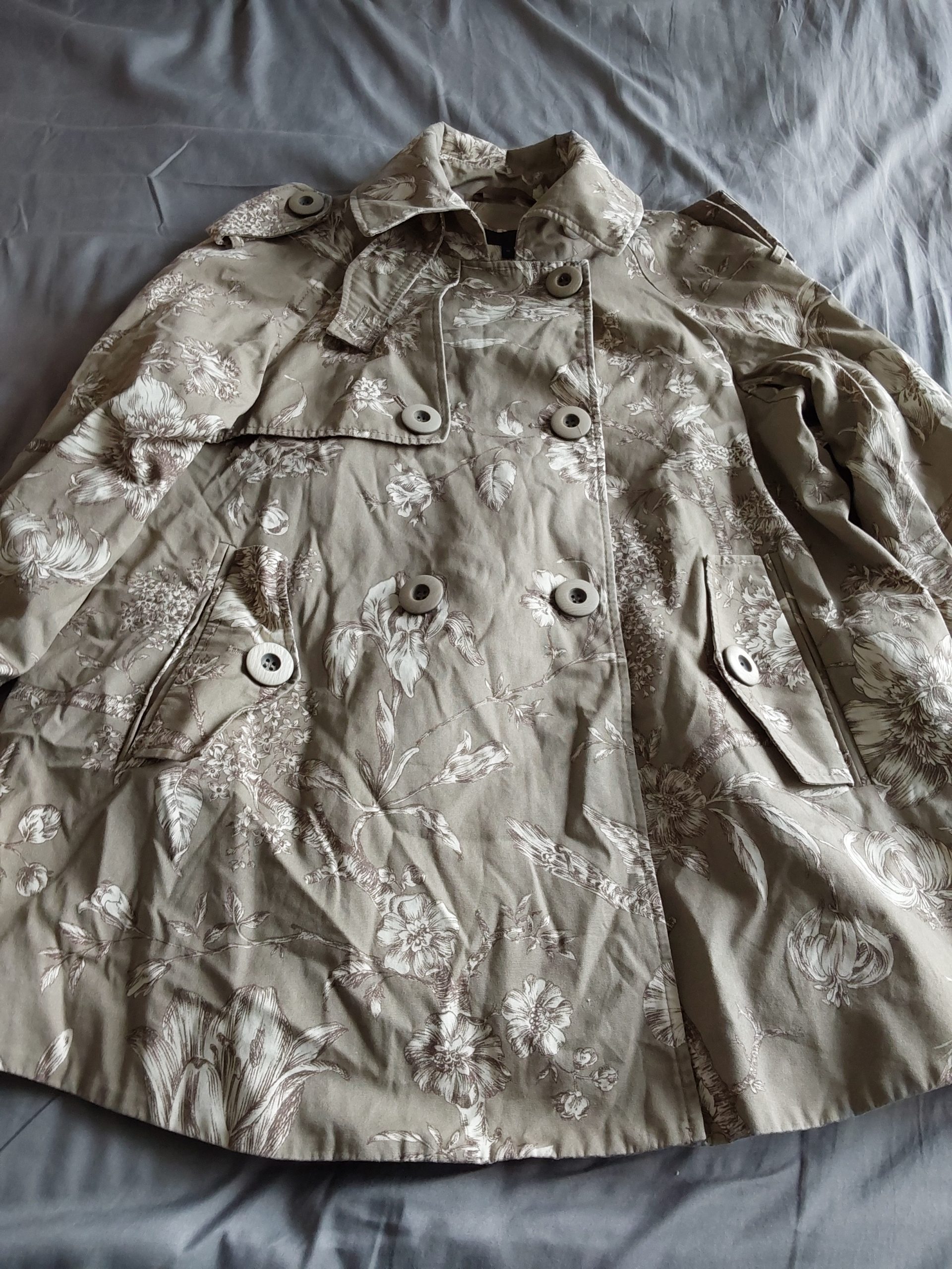 Next Beige Floral Print Lightweight Coat Size 12 Stunning Pattern