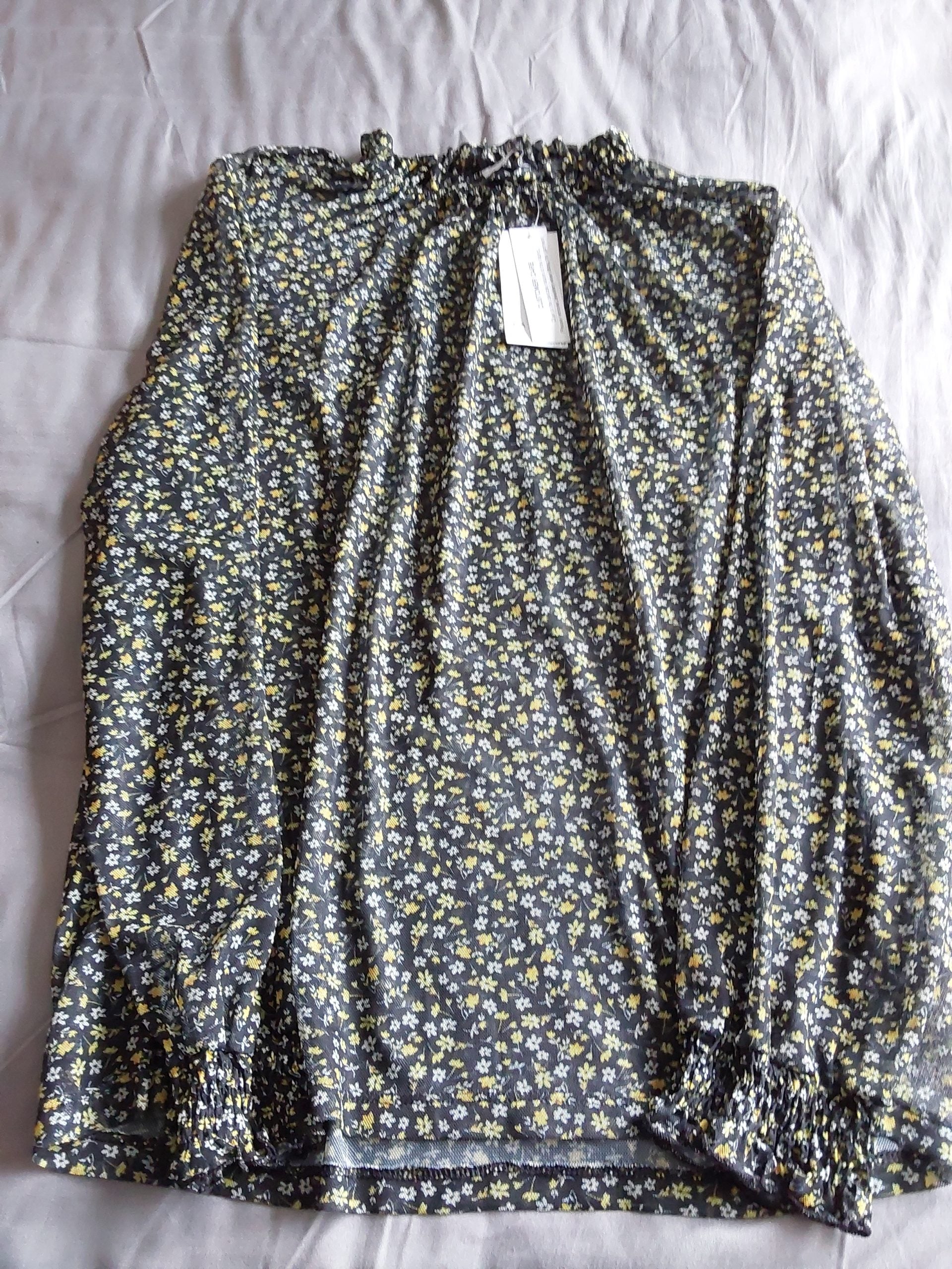 Papaya Black & Yellow Floral Rayon Blend Blouse UK 12 New Ladies Womans